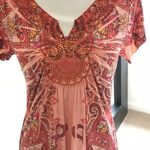 STUDDED short sleeve casual top